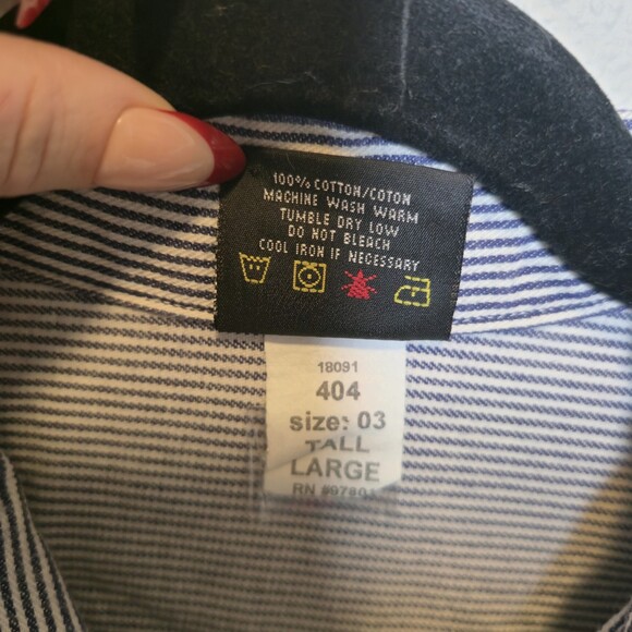 Prison Blues PRSN BLU Hickory Stripe Half Zip Work Shirt USA Made Large Tall - Picture 7 of 7